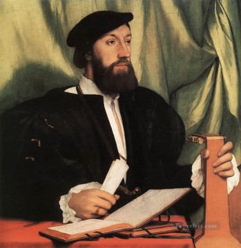  conocido Lienzo - Caballero desconocido con libros de música y laúd renacentista Hans Holbein el Joven
